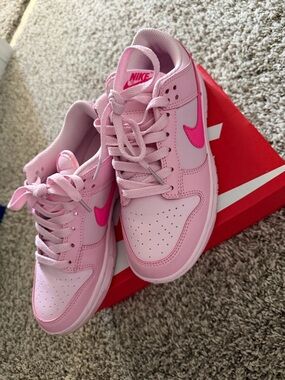 Nike Pink Low-Top Sneakers with Hot Pink Swoosh
